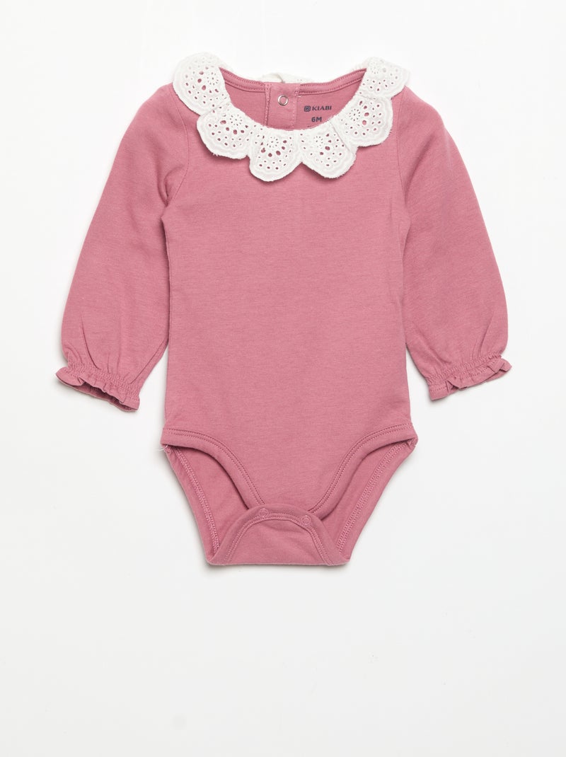 2er-Set Bodys mit Lochstickerei-Kragen Beige - Kiabi
