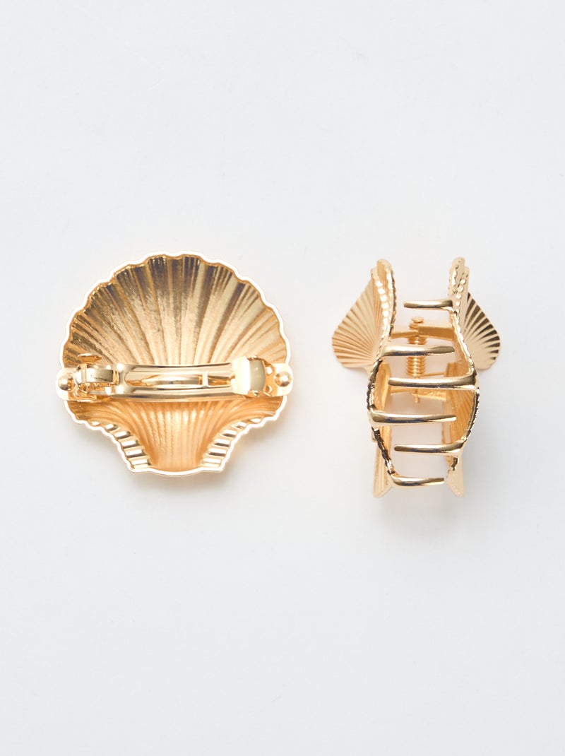 2er-Set goldfarbener Schmuck-Haarspangen GELB - Kiabi