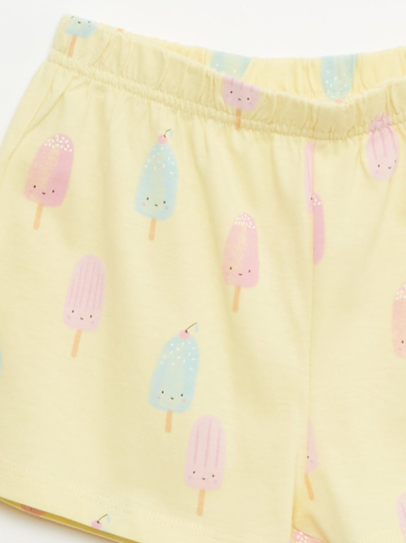 2er-Set kurze Pyjama-Sets aus Baumwolljersey GELB - Kiabi