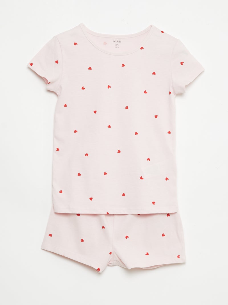 2er-Set kurze Pyjamas aus Baumwolljersey Rosa - Kiabi