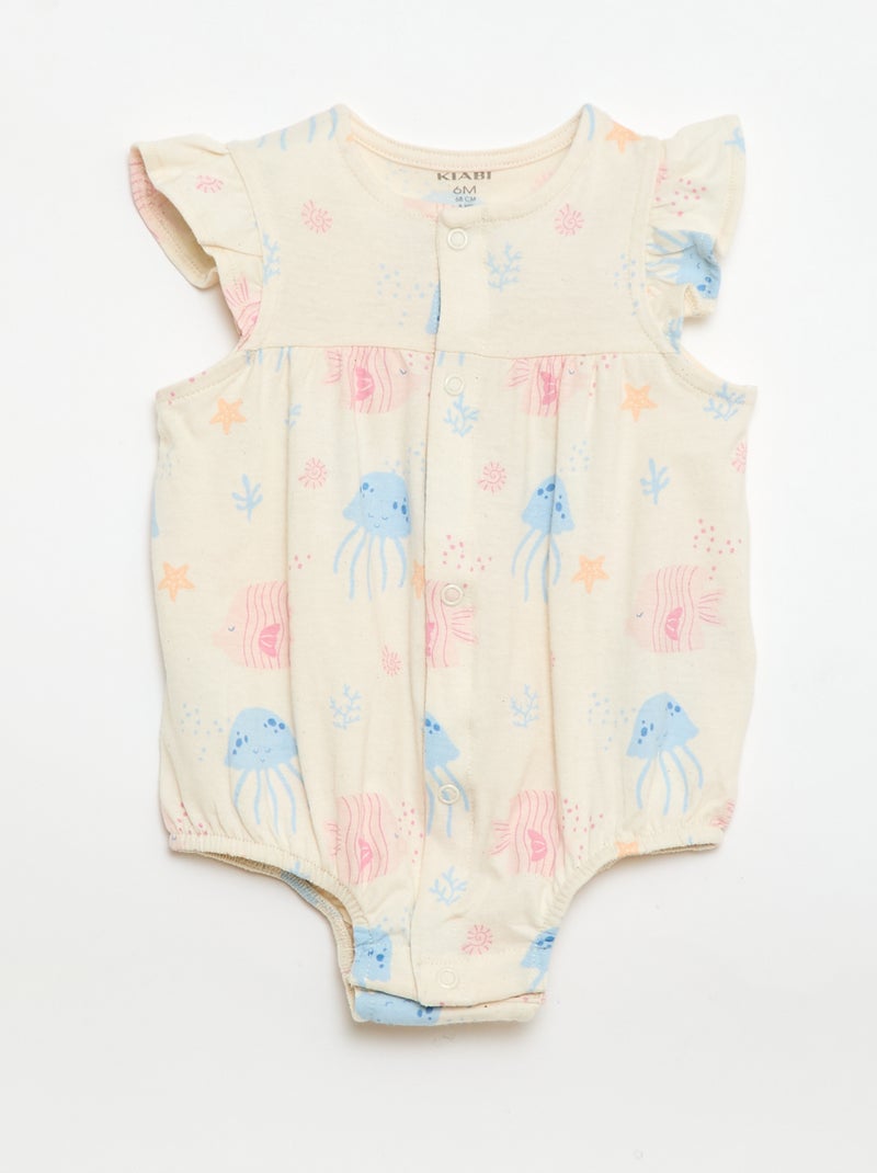 2er-Set leichte Schlafstrampler mit Rüschenärmeln Beige - Kiabi