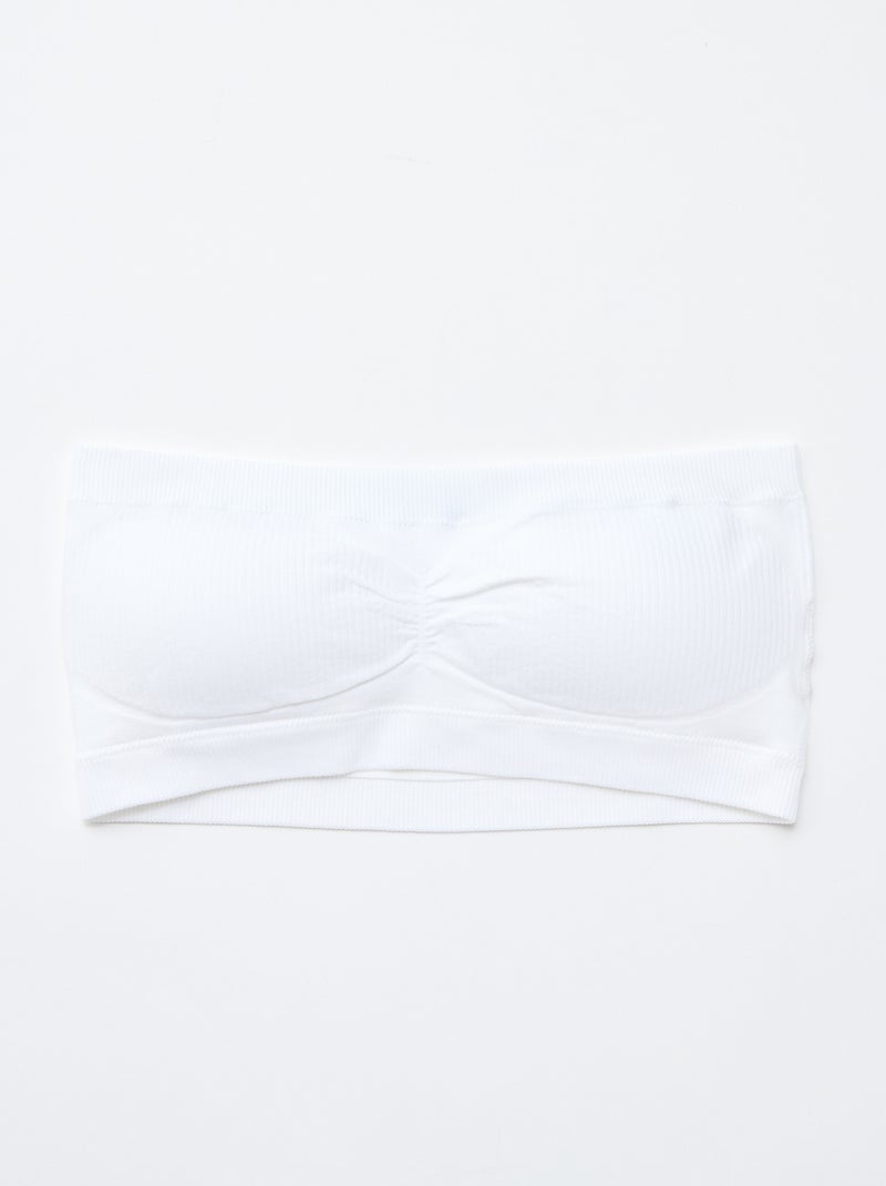 2er-Set nahtloser Ripp-Bandeau-Tops Blau/Weiß - Kiabi