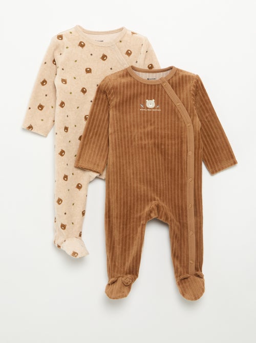 2er-Set Samtpyjamas mit Füssen - Kiabi 2er-Set Samtpyjamas mit Füssen - Kiabi