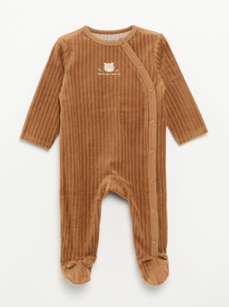 2er-Set Samtpyjamas mit Füssen Marron - Kiabi