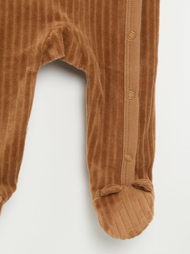 2er-Set Samtpyjamas mit Füssen Marron - Kiabi
