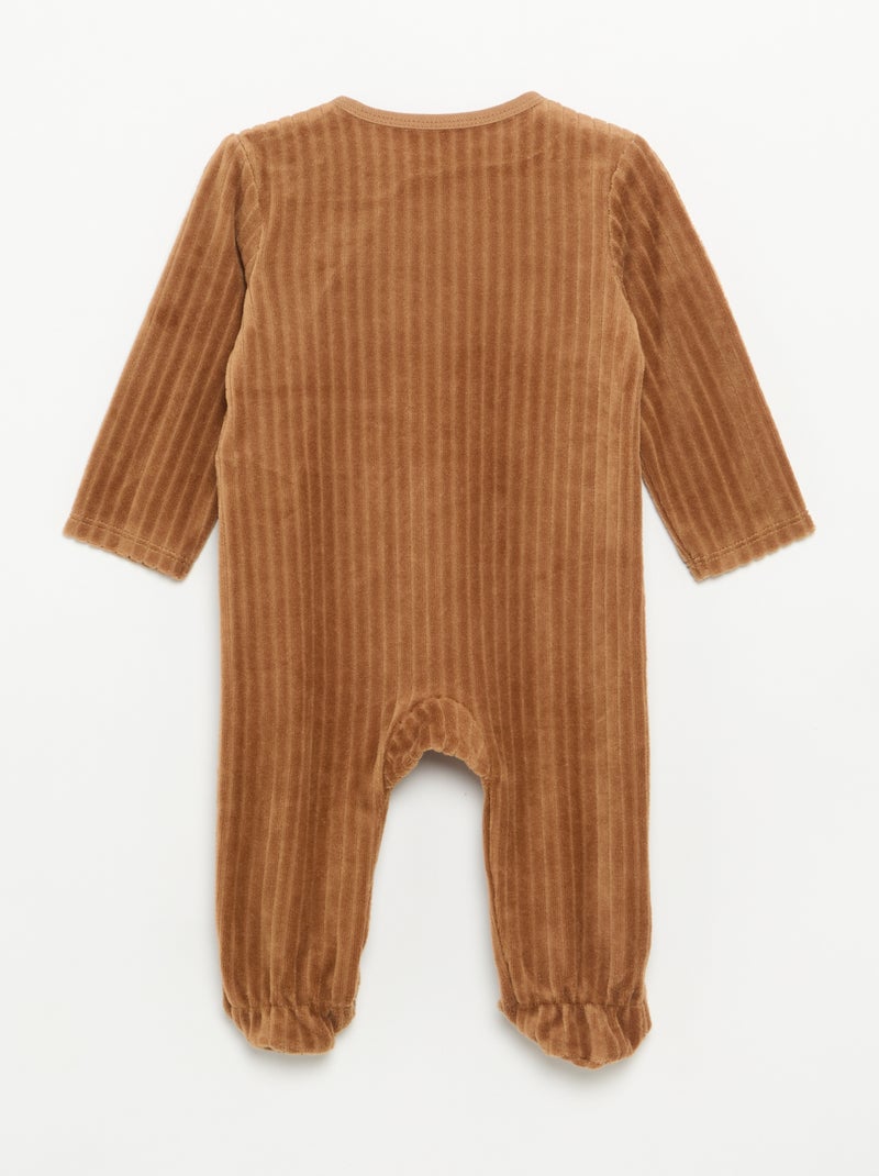 2er-Set Samtpyjamas mit Füssen Marron - Kiabi