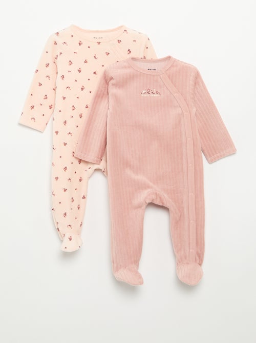 2er-Set Samtpyjamas mit Füssen - Kiabi