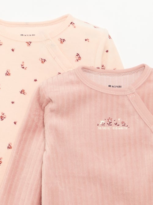 2er-Set Samtpyjamas mit Füssen - Kiabi