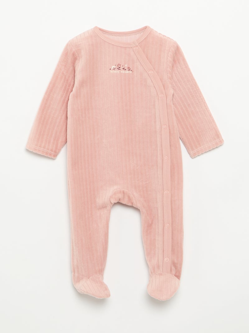2er-Set Samtpyjamas mit Füssen Rose - Kiabi