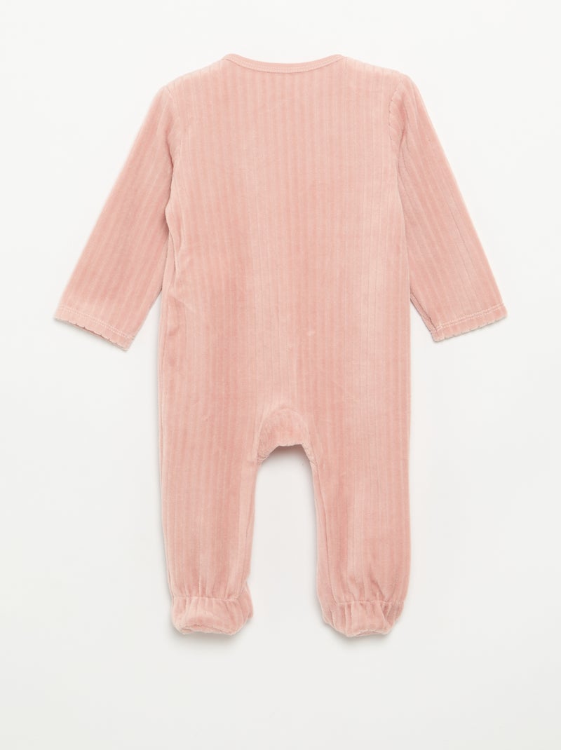 2er-Set Samtpyjamas mit Füssen Rose - Kiabi