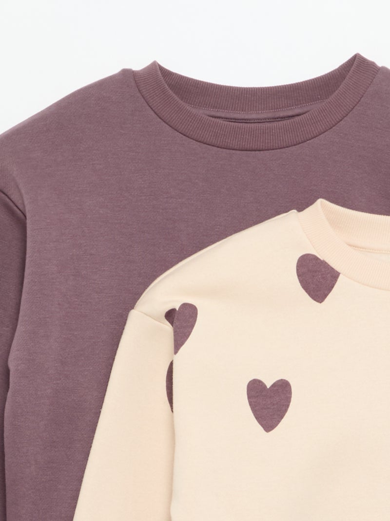 2er-Set Sweatshirts: 1 unifarben und 1 mit Allover-Print Beige - Kiabi