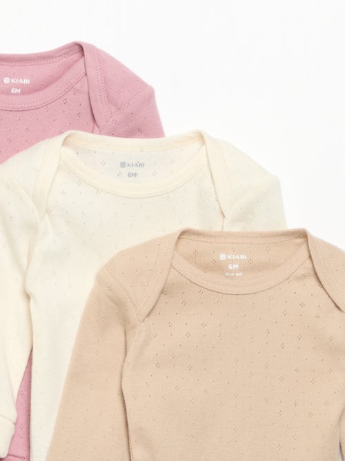 3-Pack Adjustable Long-Sleeved Lap Shoulder Bodysuits - Kiabi
