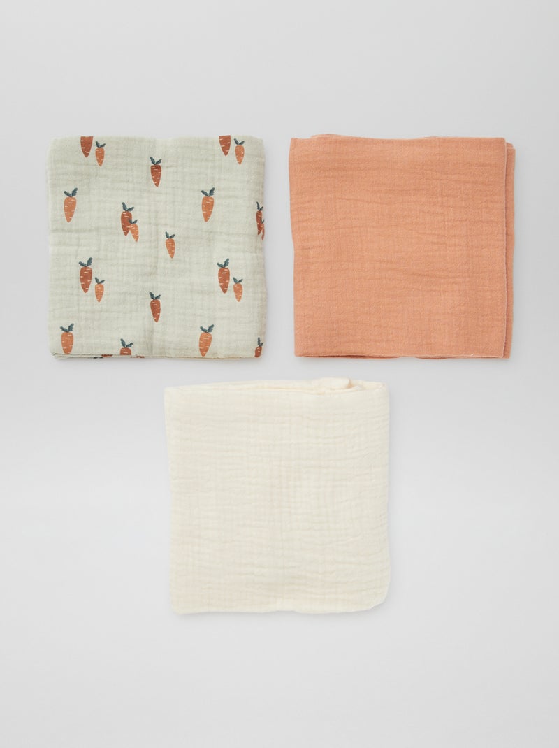 3-Pack Baby Swaddles KHAKI - Kiabi