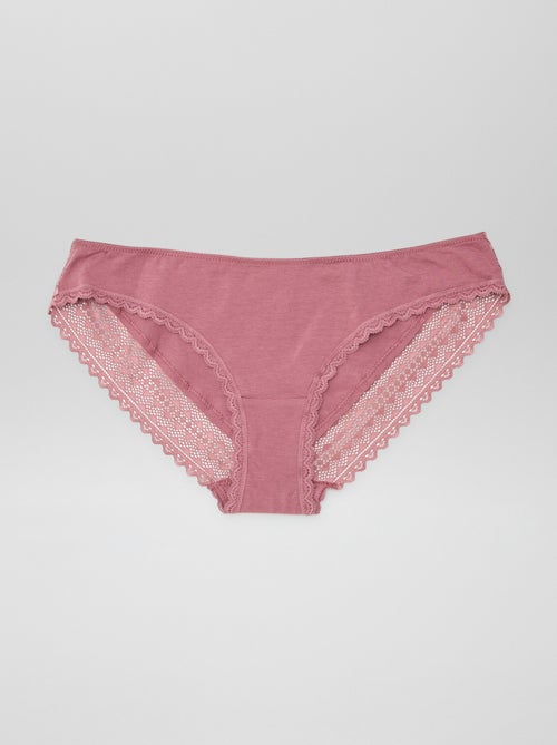 3-Pack Cotton and Lace Briefs - Kiabi