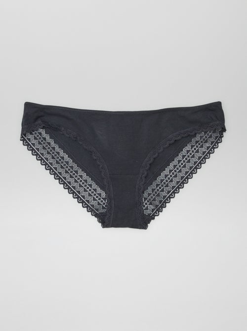 3-Pack Cotton and Lace Panties - Kiabi