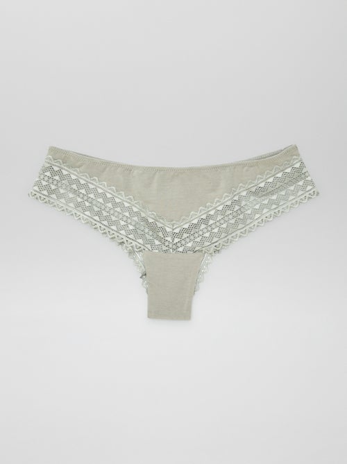 3-Pack Cotton and Lace Thong Set - Kiabi