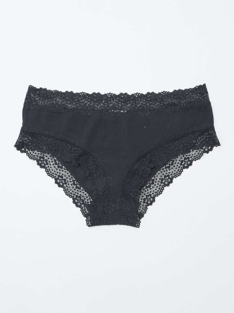 3-Pack Fine Ribbed Shorties Black - Kiabi