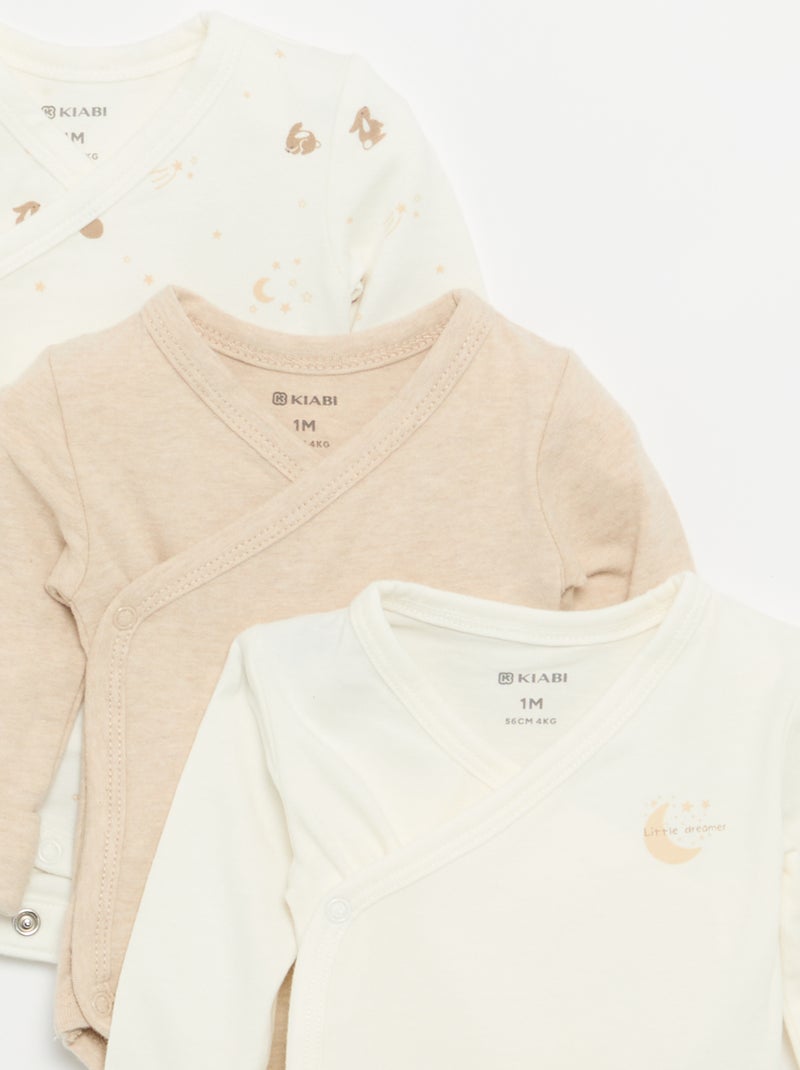3-Pack Long-Sleeved Bodysuits White - Kiabi
