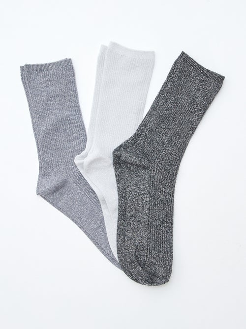 3-Pack of Cotton Socks with Glitter - Kiabi