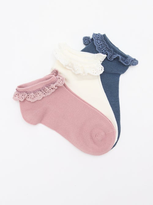 3-Pack of Dress Ankle Socks with Ruffles - Kiabi