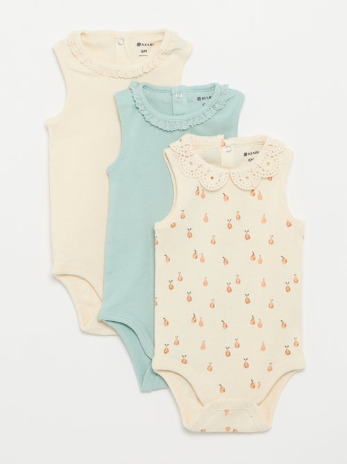 3-pack of embroidered round-neck bodysuits - Kiabi 3-pack of embroidered round-neck bodysuits - Kiabi