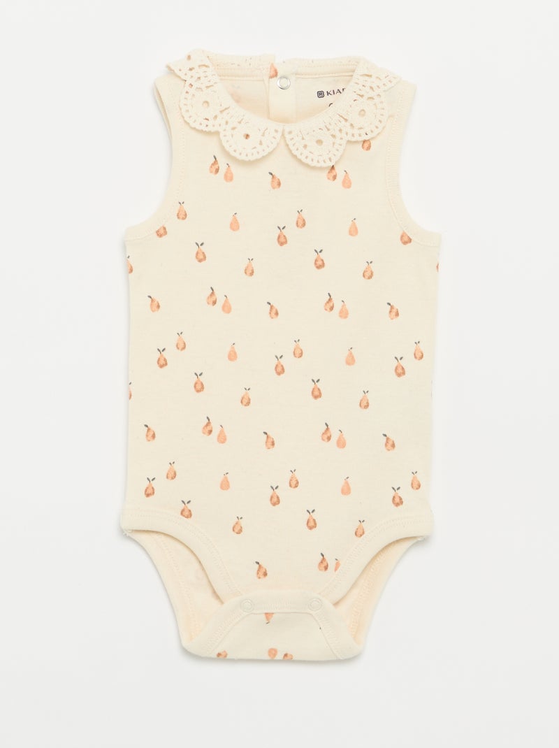 3-pack of embroidered round-neck bodysuits Beige - Kiabi