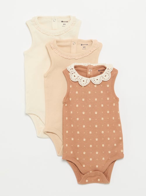 3-pack of embroidered round-neck bodysuits - Kiabi 3-pack of embroidered round-neck bodysuits - Kiabi