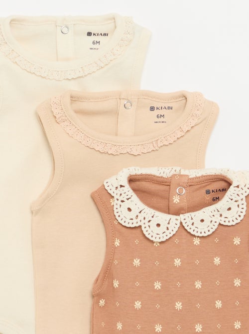 3-pack of embroidered round-neck bodysuits - Kiabi 3-pack of embroidered round-neck bodysuits - Kiabi