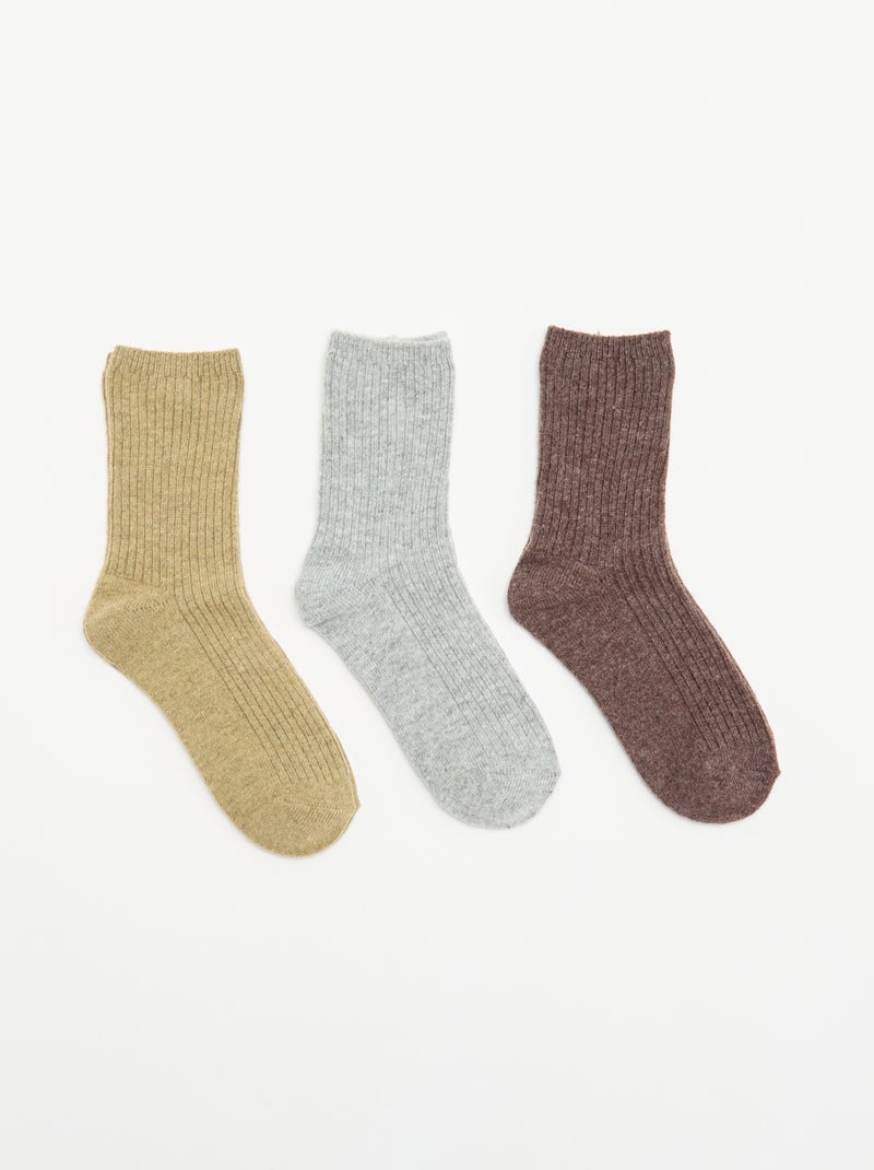 3-Pack of Plain Ankle Socks Brown - Kiabi
