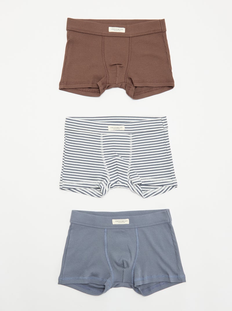 3-pack of ribbed knit boxers Grey - Kiabi