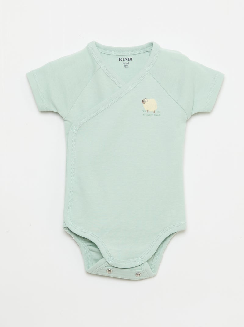 3-Pack of Short-Sleeve Convertible Bodysuits Blue - Kiabi