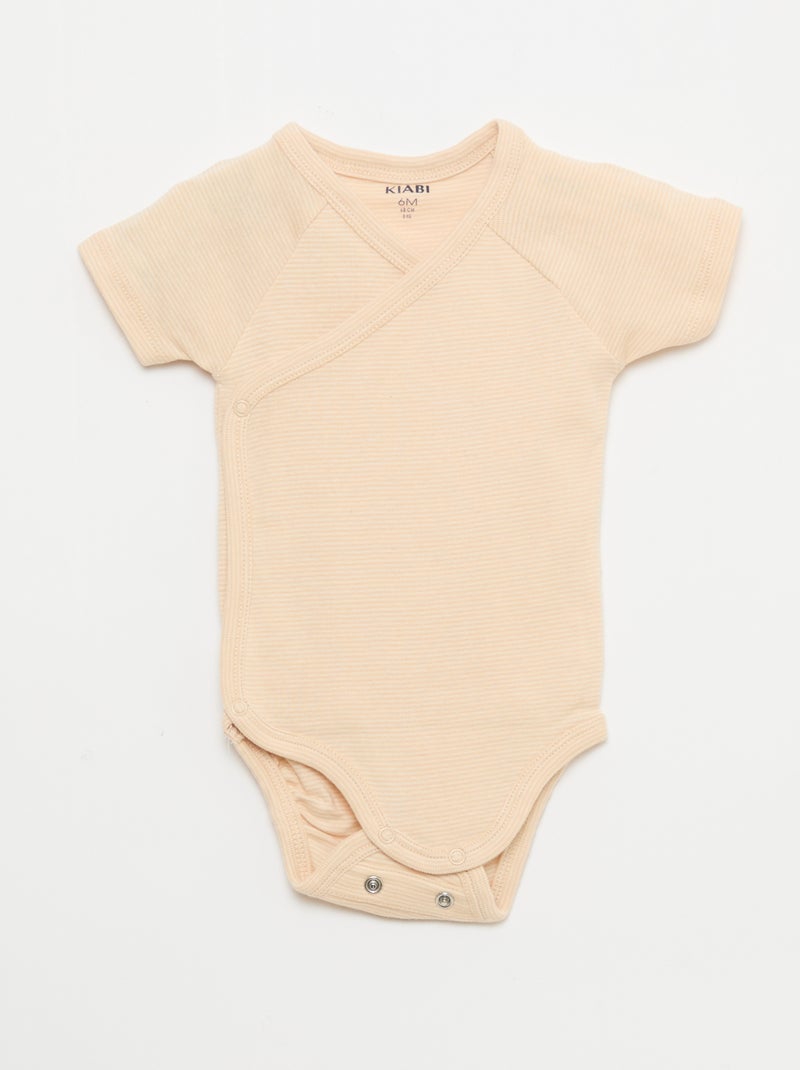 3-Pack of Short-Sleeve Convertible Bodysuits Peach - Kiabi