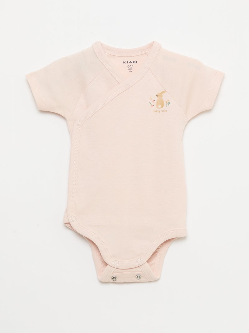 3-Pack of Short-Sleeve Convertible Bodysuits Pink - Kiabi