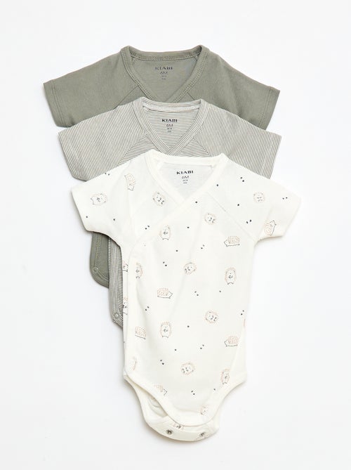 3-Pack of Short-Sleeve Wrap Bodysuits - Kiabi