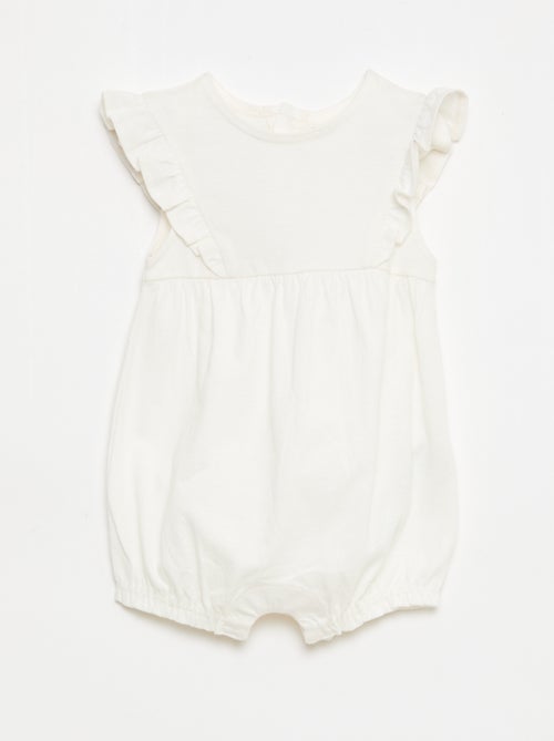 3-Pack of Solid and Frilled Rompers - Kiabi