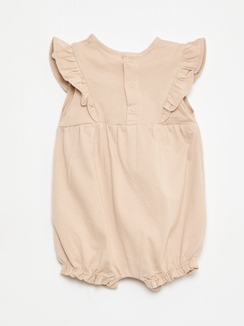 3-Pack of Solid and Frilled Rompers Beige - Kiabi