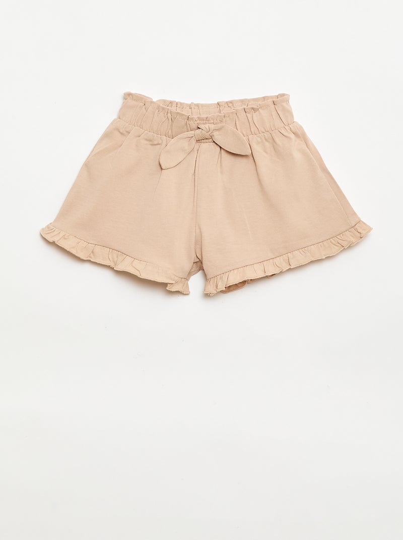 3-Pack of Solid Color Ruffled Shorts Beige - Kiabi
