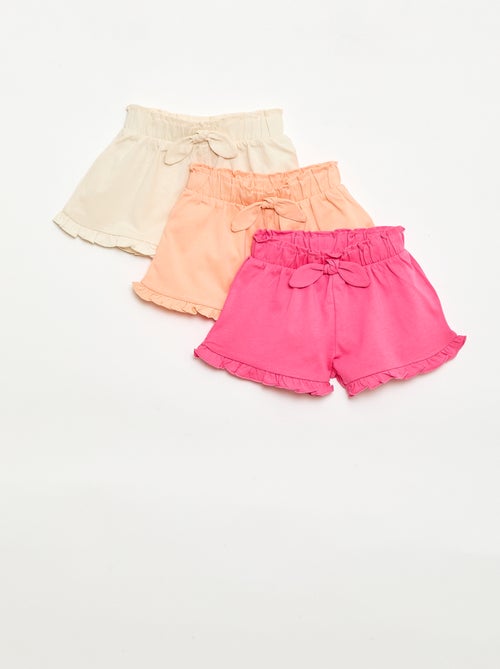 3-Pack of Solid Color Ruffled Shorts - Kiabi