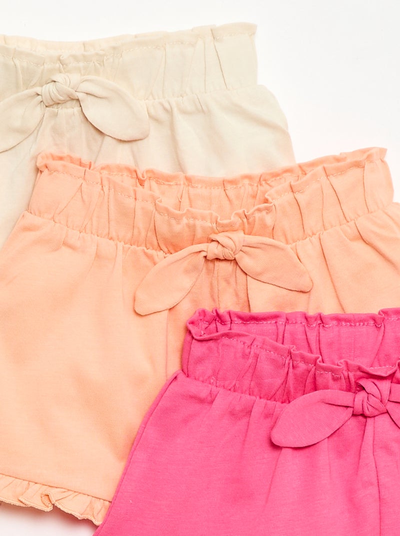 3-Pack of Solid Color Ruffled Shorts Orange - Kiabi