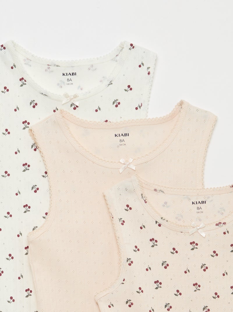 3-Pack Pointelle Knit Tank Tops Pink - Kiabi