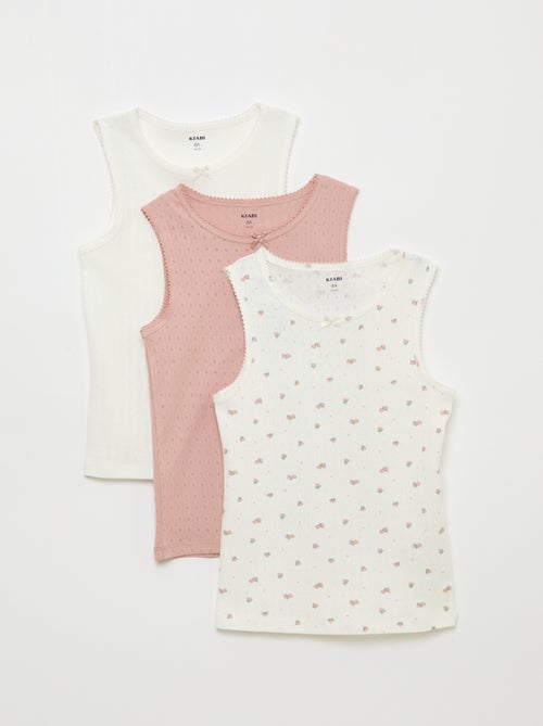 3-Pack Pointelle Knit Tank Tops - Kiabi