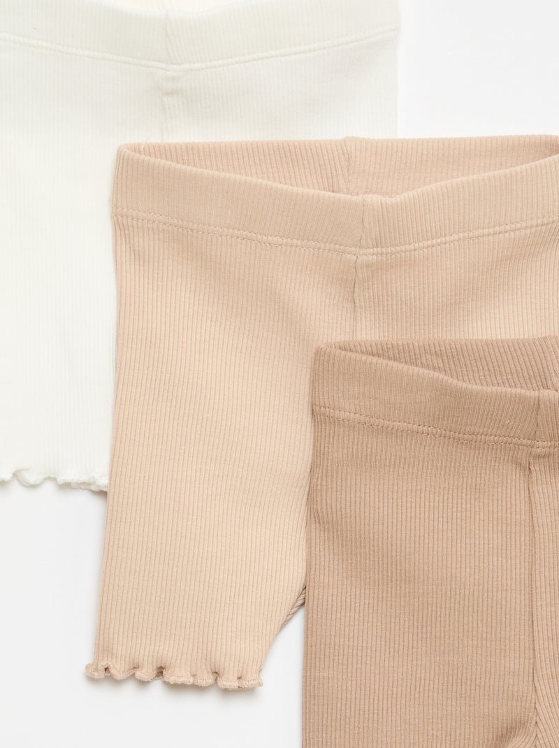 3-Pack Ribbed Cycling Shorts Beige - Kiabi
