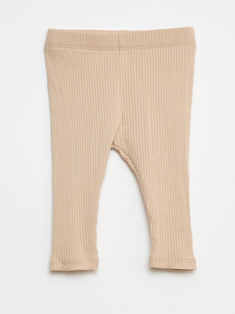 3-Pack Ribbed Leggings Beige - Kiabi