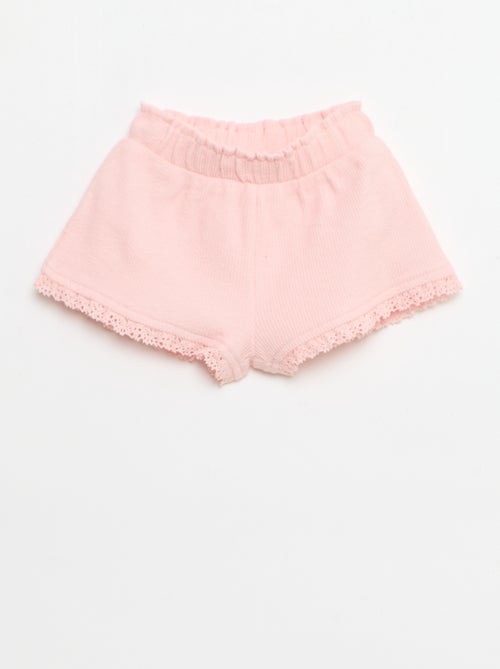 3-teiliges Set aus Rippstrick - Shorts + T-Shirt + Fischerhut - Kiabi