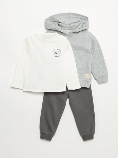3-teiliges Set: Sweatshirt, Jogginghose und T-Shirt - Kiabi 3-teiliges Set: Sweatshirt, Jogginghose und T-Shirt - Kiabi
