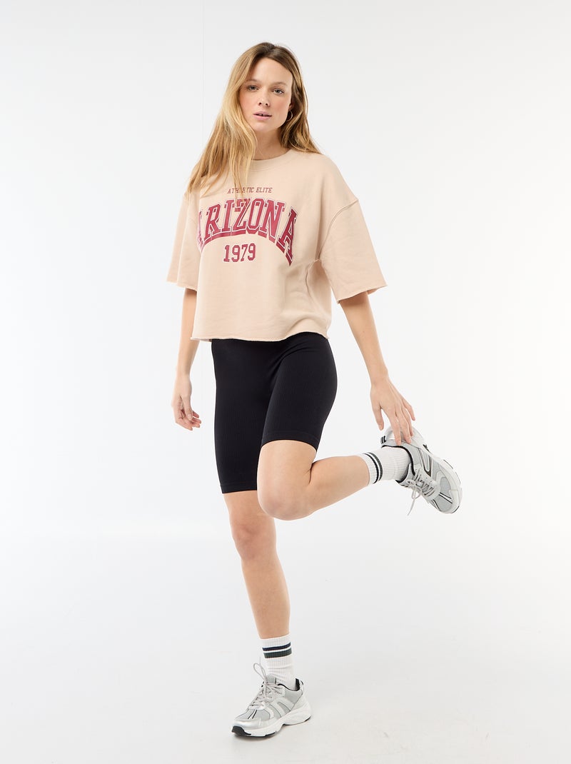 3/4-Ärmel T-Shirt aus French Terry Beige - Kiabi