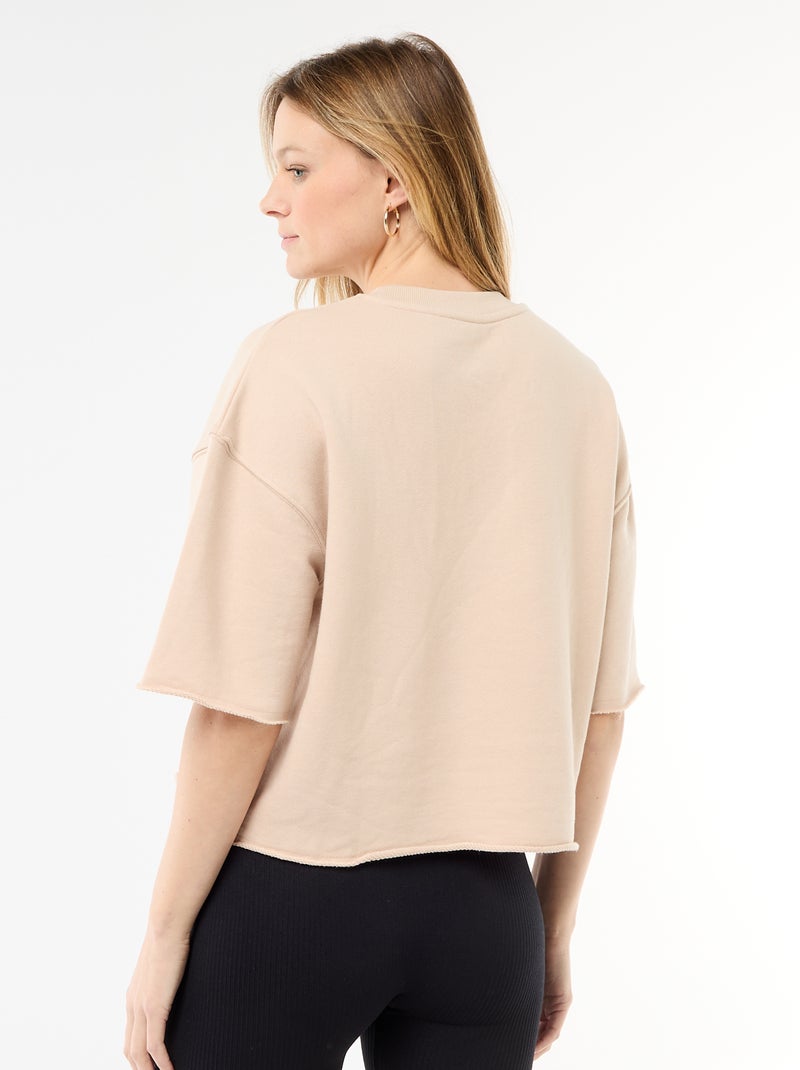 3/4 Sleeve French Terry T-shirt Beige - Kiabi