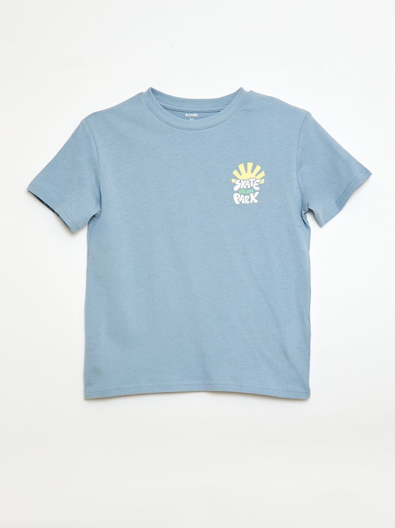 3er-Pack Baumwoll-T-Shirts Blau - Kiabi