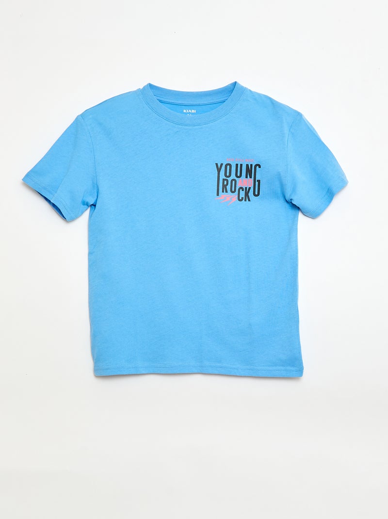 3er-Pack Baumwoll-T-Shirts Blau - Kiabi