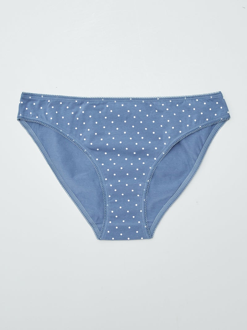 3er-Pack Baumwollslips Blau/grau/weiß - Kiabi
